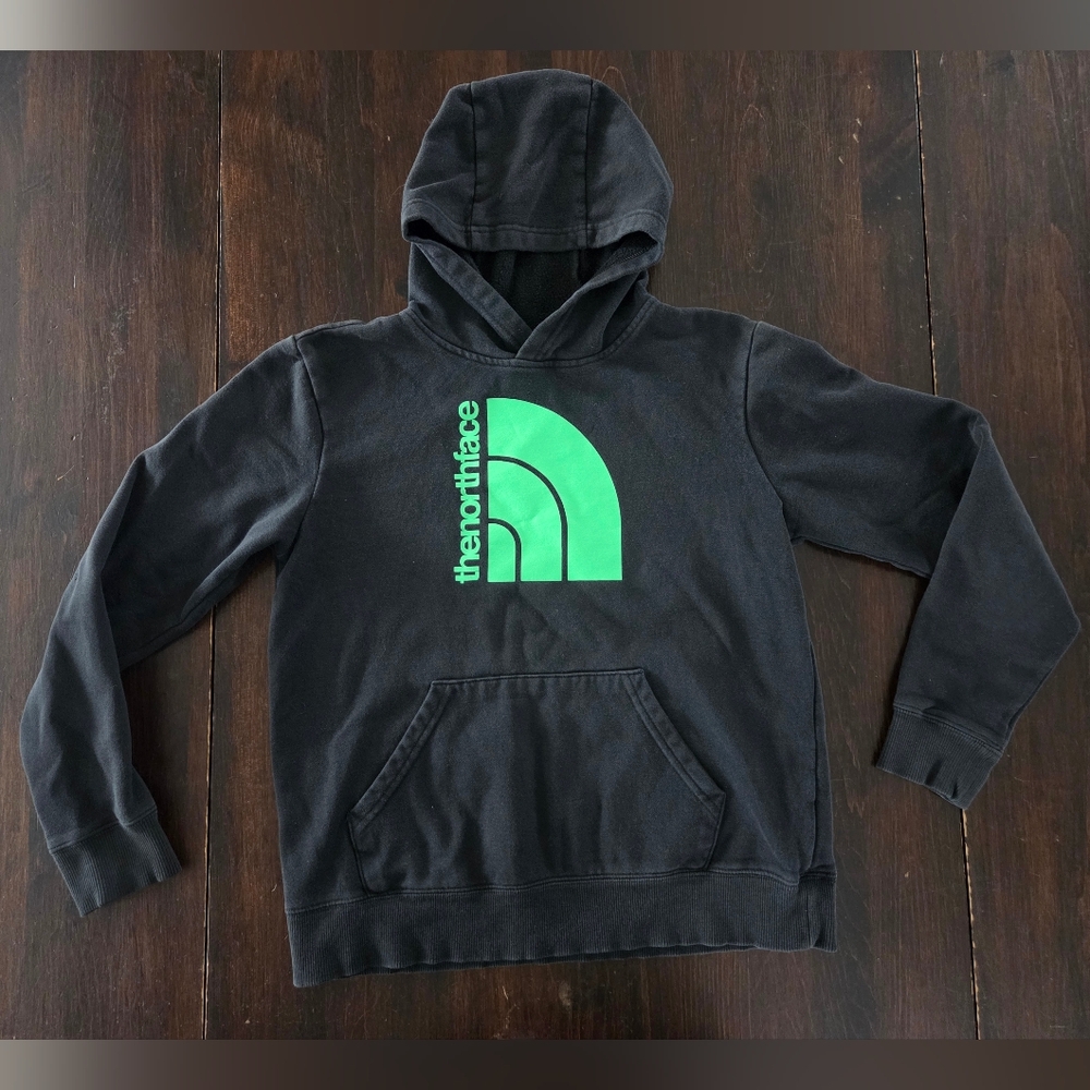 The North Face Black Hoodie with Green Logo
